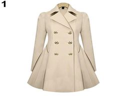 WholeLadies Fashion Lapel Long Winter Coat Doublebreasted Outwear Slim Fit Dust Coat3957479