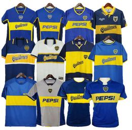 97 98 Boca Juniors Retro MARADONA CANIGGIA Soccer Jerseys 2001 ROMAN GIMENEZ RIQUELME PALERMO TEVEZ Home Away special Football Shirts