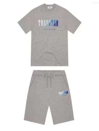 Mens T Shirts Womens Trapstar White Blue Towel Embroidery Short Sleeve Shorts Set Spring Summer Fashion Streetwear T-shirt 909ess