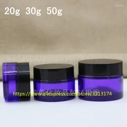 Storage Bottles 20g 30g 50g Purple Glass Jar With Black Plastic Lid Cosmetic Eye Can Mask Pot Facial Lotion Tin Packaging Container