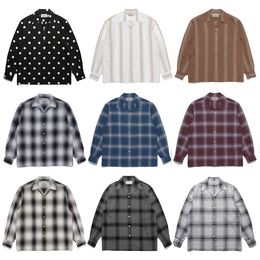 Men's Casual Shirts Summer Plaid Striped Hawaiian Long-Sleeved Shirt