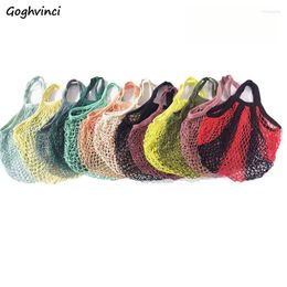 Shopping Bags Unisex Hollow Out Mesh Beach Vegetable Shopper Stylish Grocery Handbags Simple Eco Candy Colours Top-handle Pouch