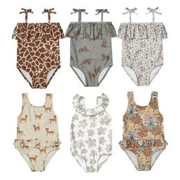 One-Pieces Baby swimsuit toddler girl floral swimsuit brand designer childrens Hawaiian swimsuit beach resort suit d240521