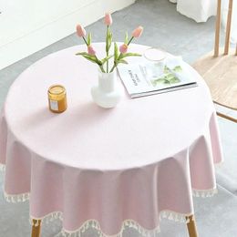 Table Cloth Tablecloth Pure Colour Nordic Round Mat Art Cotton Linen Waterproof Oil-proof Wash-free Desk Gray22