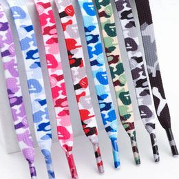Shoe Parts 1 Pair Flat Laces For Sneakers Colourful Shoelaces Camouflage Print Boot 140cm Men And Women Leisure Shoes Lace Shoestring