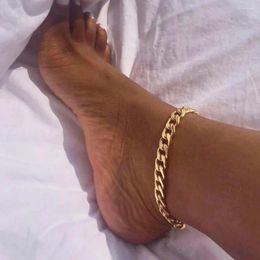 Anklets Stainless Steel Cuban Link Chain Anklet Bracelet For Women Adjsutable Boho Chunky Metal Leg Summer Jewelry Gift