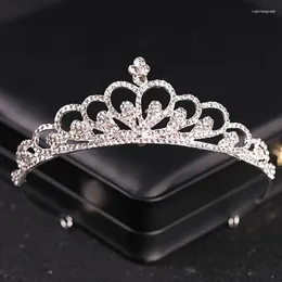 Hair Clips Silver Colour Crystal Crown Tiara Rhinestone Prom Diadem Bridal Wedding Accessories Jewellery For Women Bride Gift