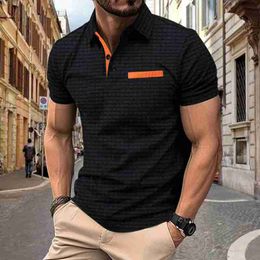 Men's Plus Tees Polos Summer POLO Shirt Button Jacquard Plaid Men's Sports Polo Shirt T Shirts tops