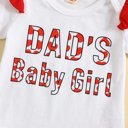 Clothing Sets Baby Girls 3-piece Outfit Short Sleeve Letters Print Romper With Heart Tulle Skirt Headband Summer