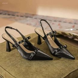 Pointed Women Heels Sandals Toe High Sexy Dress Slippers Shoes Summer 2024 Slingback Flip Flop Shall c05