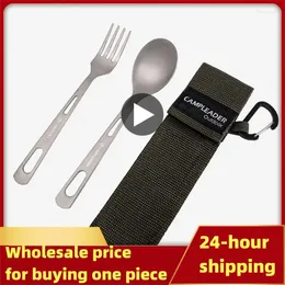 Dinnerware Sets Pure Titanium Tableware Set Outdoor Household Frosted Knife And Fork Spoon Chopsticks Travel Camping Portable