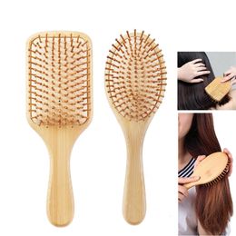 Wooden Bamboo Hair Comb Healthy Paddle Brush Hair Massage Brush Oval Hairbrush Comb Scalp Hair Care Healthy Combs Styler Styling Tool