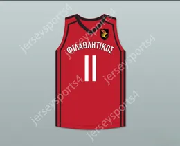 CUSTOM NAY Name Youth/Kids GIANNIS ANTETOKOUNMPO 11 FILATHLITIKOS A.O ZOGRAFOU B.C. RED BASKETBALL JERSEY Top Stitched S-6XL