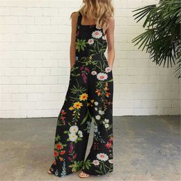 Women's Jumpsuits Rompers womens clothing trend 2024 Women Casual Loose Jumpsuit Pockets Baggy Bib Overalls Summer Beach Wide Leg Long Woman clothing Y240521