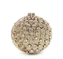 Designer-Dgrain Round Gold Black Crystal Women Evening Clutch Bags Hard Case Metal Minre Wedding Party Cocktail Handbag Stone Purse4643484