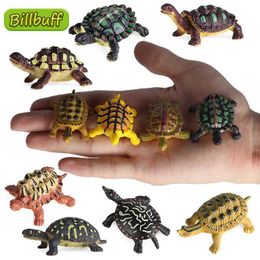 Novelty Games 12pcs Mini Simulation Sea Animal Turtle Set PVC Model Action Collect Figures Early Educational toys for children Christmas gift Y240521