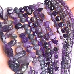 Natural Amethyst Stone Beads Charms Faceted Irregular Round Shape Beads For Jewellery Making Handmade Bracelet Beads Supplier