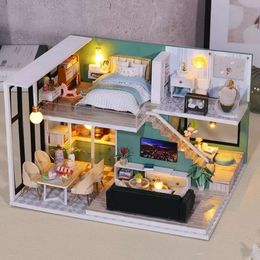 Diy Doll House Furniture Light Cover Dollhouse scene hut Casa Miniatures For Toys Birthday Christmas New Year Gifts