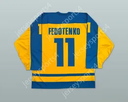 Custom FEDOTENKO 11 UKRAINE NATIONAL TEAM YELLOW HOCKEY JERSEY Top Stitched S-M-L-XL-XXL-3XL-4XL-5XL-6XL