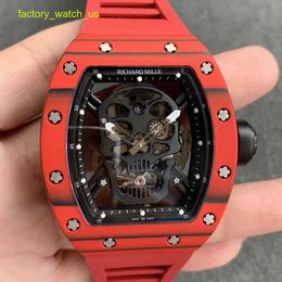 Exciting RM Wrist Watch Active Tourbillon RM052 Skeleton Red Hollow Man Personality Machine Table