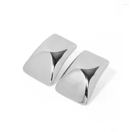 Stud Earrings Uworld Luxury Geometric Mirror Three-Dimensional Square Shaped Rivet 18k Gold Plated Fashion Statement Jewellery 2024