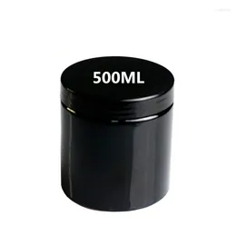 Storage Bottles 20pcs 500ml Empty Black Round Plastic Display Pot Cosmetic Cream Jar Pomade Container 500g Sample Packaging