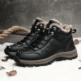 Casual Shoes Men's Waterproof Ankle Boots Winter Warm Plush Snow Boot Men Outdoor Sneakers Work Male Rubber 2024 Big Size