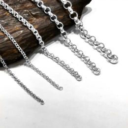 1 Meter Solid 925 Sterling Silver Rollo Loose Chain Rolo Rope Link Jewelry DIY Making Necklace Bracelet Finding Components