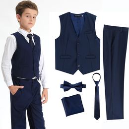 Suits for Boys Kids Wedding Outfit Easter Church Child Party Flower Formal Ceremony Birthday Costume Pography Clothes 5PCS 240521