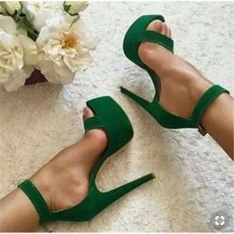 Fashion Women Elegant Open Toe One Platform Stiletto Heel Sandals Ankle Strap Super High afe