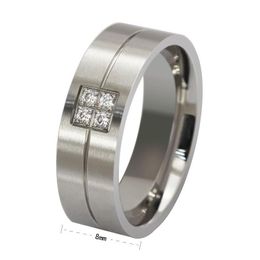 Band Rings Titanium Steel Cubic Zirconia Men Fashion Classic Sier 8Mm Size 713244Q Drop Delivery Jewellery Ring Dhlm9