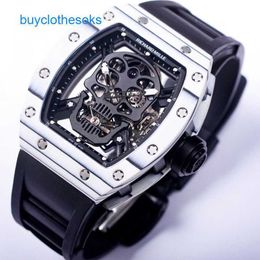 Modern RM Wrist Watch Active Tourbillon Watch Mens Skeleton Mechanical Watch Fashion Bucket Silicone Tape Watch