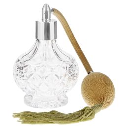 Vintage Style Perfume Spray Bottle with Air Bulb Classic Sprayer Empty Bottle Long Tassel 80ml Fine Mist Glass Perfume Bottle