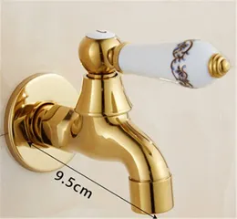 Bathroom Sink Faucets Golden Finish Garden Faucet Wall Mounted Washing Machine Taps Bath Cold Water Tap Toilet Pool Use Chrome