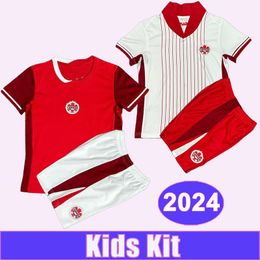 2024 Canada Kids Kit Soccer Jerseys National Team DAVIES BUCHANAN J. DAVID EUSTAQUIO Home Away Child Suit Football Shirts Uniforms