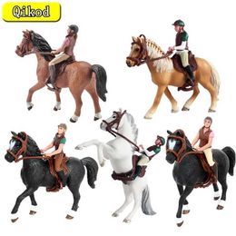 Novelty Games Simulation Equestrian Rider Racing Horse Farm Animal Model Apalusama Action Figures Dolls Decoration Educational Toy for Childre Y240521