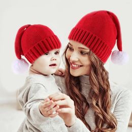 Berets Kid Santa Hat Christmas Beanie Hats Party Red Knitted Stocking Bucket Cap For Adult Women Men