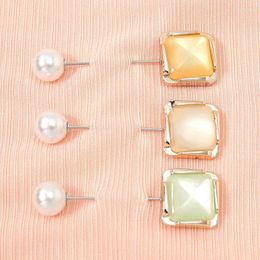 Brooches Fashion Square Pins Pearl Brooch For Women Elegant Cardigan Sweater Scarf Buckle Long Needle Clothing Jewellery Accessories