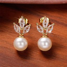 Stud Earrings Huitan Trend Simulated Pearl For Women Modern 2024 Design Fashion Versatile Lady's Drop Ship Jewelry