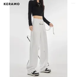 Women's Pants 2024 Autumn Wide Leg Elastic Waist Solid Color High Sweatpants Korean Casual Streetwear Baggy Daily Joggers