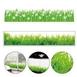 Waterproof Removable DIY Green Grass flowers Wall Stickers PVC Art Painting Living Room Bedroom Home Decals Murals Decoration 240514