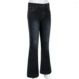 Women's Jeans Trendy Women Elastic Skin-Touch Flare Fashion Low Waist Female Clothing Denim Pants