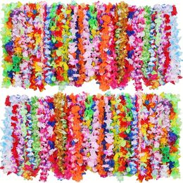 Decorative Flowers 10pcs Hawaiian Leis Necklace Tropical Luau Hawaii Silk Flower Lei Theme Party Favours Wreaths Headbands Holiday Wedding