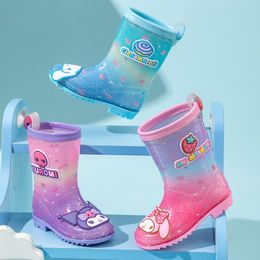 2024 New Cute Cartoon Princess Girls Crystal Rain Boots Kindergarten Girls Rain Rubber Boots Factory Wholesale and Stock