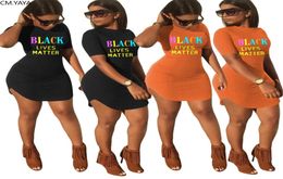 CMYAYA women black lives matter letter print short bodycon midi mini tee dress sport casual oneck tshirt pencil dresses Y2008226567378