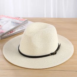 Classic Women Men Summer Toquilla Straw Sun Hat For Elegant Lady Wide Brim Homburg Fedora Sunbonnet Beach Sunhat Panama Cap 240521