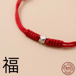 La Monada 22cm Red Thread For Hand 925 Sterling Silver Bracelet Women Red Rope Thread Bracelets For Women Silver 925 Chinese FU