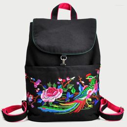 Backpack Style ON Sale Chinese Ethnic Girl Backpacks Flower Embroidered School Bag Mochila Cute Rucksack Vintage Laptop Black