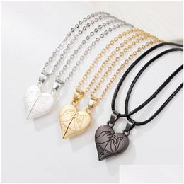 Pendant Necklaces Fashion Jewellery Couple Love Heart Necklace Magnetic Romantic Friends Lovers Choker 2Pcs/Set Drop Delivery P Dhgarden Dh8Cw