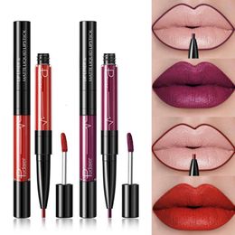 Pudaier matte double-headed lip gloss non smudging and non staining two in one double-headed lip gloss pen lipstick